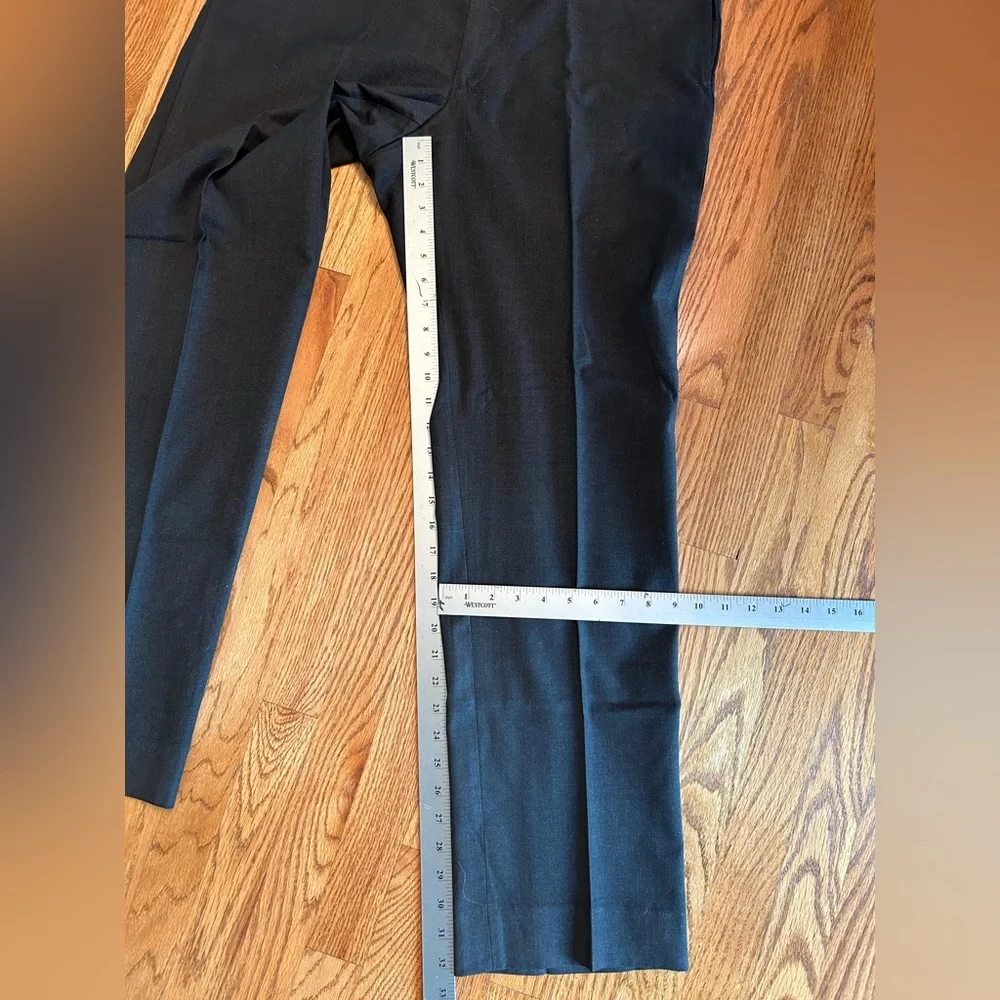 Oxxford Clothes Highest Quality Charcoal Flannel Wool Flat Frt Dress Pants 36X33